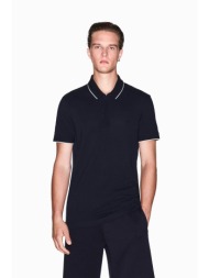 armani exchange ανδρική κοντομάνικη μπλούζα πόλο πικέ με λογότυπο στην πατιλέτα slim fit - xm001285a