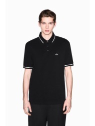 armani exchange ανδρική κοντομάνικη μπλούζα πόλο πικέ με κεντημένο monogram regular fit - xm002356af
