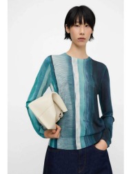 adolfo domínguez γυναικείο πουλόβερ με ριγέ σχέδιο ribbed - 253011114 πράσινο