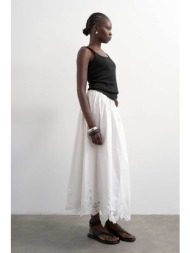 topshop γυναικεία midi φούστα με δαντέλα `lina` - 31000867 λευκό