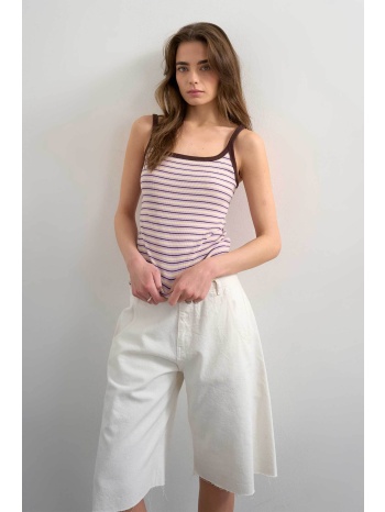 opshop γυναικείο τοπ ριγέ αμάνικο `molly` - 31000919 λιλά
