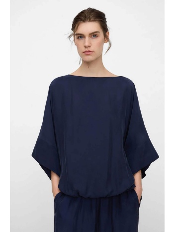 adolfo domínguez γυναικεία μπλούζα μονόχρωμη με σούρες στο