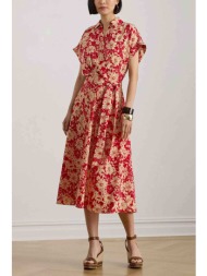 lauren ralph lauren γυναικείο midi φόρεμα κρουαζέ με floral print και ζώνη a-line - 200p08692001 κόκ