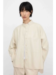 adolfo domínguez γυναικείο overshirt με faux δέρμα - 221011139 μπεζ