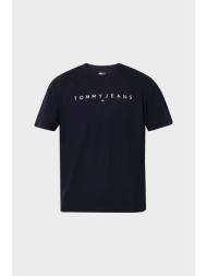 tommy jeans ανδρικό t-shirt με λογότυπο regular fit - dm0dm20744 σκούρο μπλε