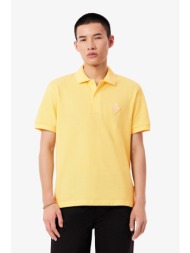 lacoste ανδρική μπλούζα πόλο πικέ με retro logo patch classic fit - ph0034-00 κίτρινο ανοιχτό
