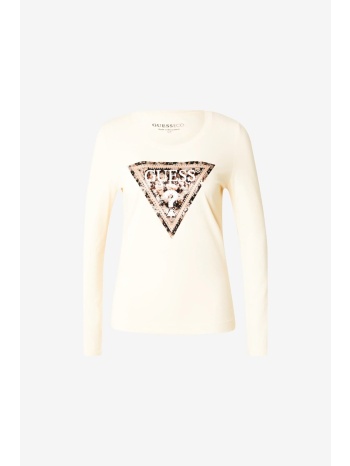 guess γυναικεία μπλούζα με ανάγλυφο λογότυπο με στρας slim
