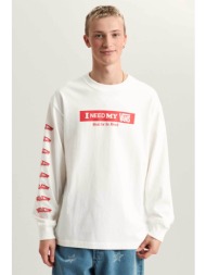 vans ανδρική μακρυμάνικη μπλούζα loose fit `i need my vans` - vn000srdwht1 λευκό