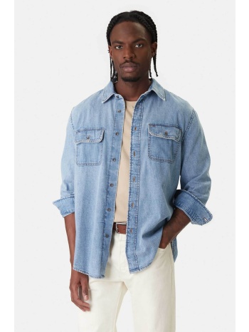 tommy jeans ανδρικό denim πουκάμισο με λογότυπο relaxed fit
