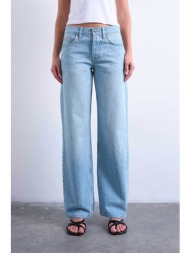 topshop γυναικείο χαμηλόμεσο τζιν παντελόνι wide fit `tsember` - 31000243 denim blue