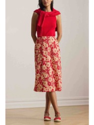 lauren ralph lauren γυναικεία midi φούστα με ελαστική μέση και floral print a-line - 200p08689001 κό