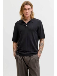 jack & jones ανδρική πλεκτή μπλούζα πόλο structured regular fit - 12291042 μαύρο
