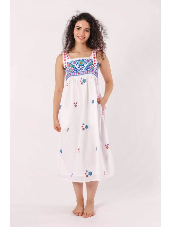 nimo with love γυναικείο φόρεμα με κέντημα `agate` - agate