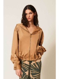 twinset γυναικείο jacket με κουκούλα - 261ll2raa κεραμιδί