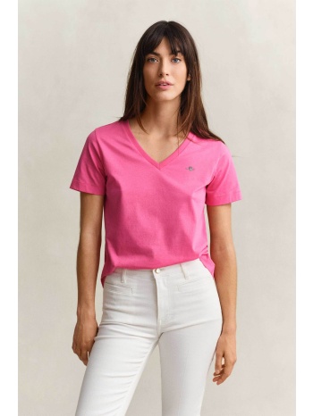 gant γυναικείο t-shirt με v και κεντημένο λογότυπο regular