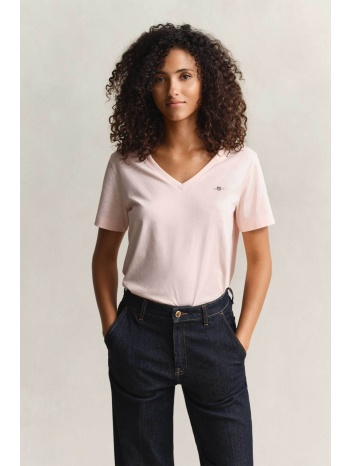 gant γυναικείο t-shirt με v και κεντημένο λογότυπο regular