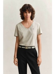 gant γυναικείο t-shirt με v και κεντημένο λογότυπο regular fit - 4200750 μπεζ