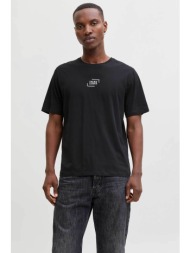 jack & jones ανδρικό t-shirt με graphic logo print regular fit - 12268415 μαύρο