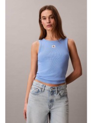 calvin klein jeans γυναικείο τοπ αμάνικο ribbed - lv047c201g γαλάζιο