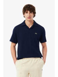 lacoste ανδρική μπλούζα πόλο πικέ με λινάρι και κεντημένο λογότυπο classic fit - ph2449 μπλε σκούρο