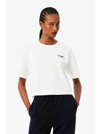 lacoste γυναικείο t-shirt με κεντημένο λογότυπο relaxed fit
