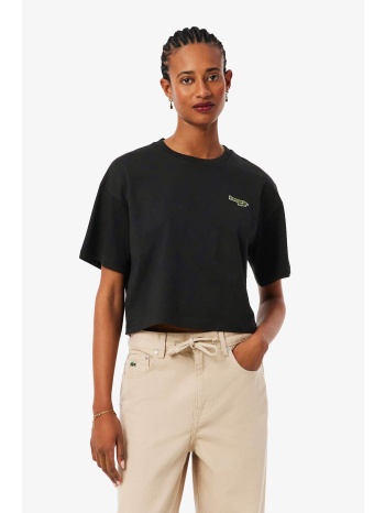 lacoste γυναικείο t-shirt με κεντημένο λογότυπο relaxed fit