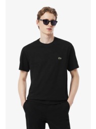 lacoste ανδρικό t-shirt πικέ με λινάρι και κεντημένο λογότυπο classic fit - th0629 μαύρο