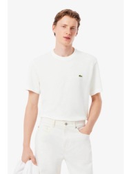 lacoste ανδρικό t-shirt πικέ με λινάρι και κεντημένο λογότυπο classic fit - th0629 λευκό