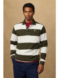 hackett ανδρική μπλούζα πόλο με ριγέ σχέδιο και logo patch classic fit - hm5700009 λευκό