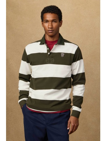 hackett ανδρική μπλούζα πόλο με ριγέ σχέδιο και logo patch