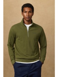 hackett ανδρική μπλούζα φούτερ πικέ με ψηλό λαιμό και λογότυπο classic fit - hm5800056 πράσινο