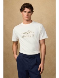 hackett ανδρικό t-shirt με graphic logo print classic fit - hm5000057 λευκό
