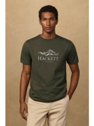 hackett ανδρικό t-shirt με graphic logo print classic fit - hm5000057 πράσινο σκούρο