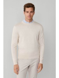 hackett ανδρικό πουλόβερ με μετάξι και κεντημένο λογότυπο regular fit - hm7000114 λευκό