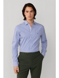 hackett ανδρικό πουκάμισο με ριγέ σχέδιο και κεντημένο λογότυπο tailored fit - hm3010537 μπλε