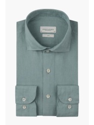 profuomo ανδρικό λινό πουκάμισο slim fit - ppxh10017l μπλε ανοιχτό