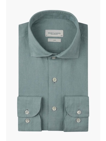 profuomo ανδρικό λινό πουκάμισο slim fit - ppxh10017l μπλε