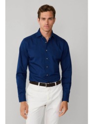 hackett ανδρικό denim πουκάμισο με κεντημένο λογότυπο tailored fit - hm3010534 μπλε σκούρο