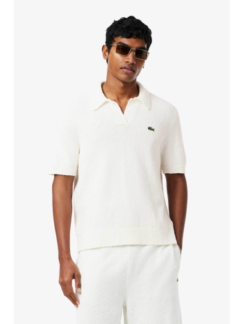 lacoste ανδρική πλεκτή μπλούζα πόλο μπουκλέ με λογότυπο