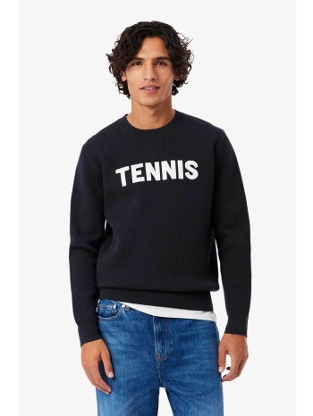 lacoste ανδρικό πουλόβερ ribbed με motif `tennis` classic