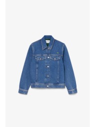 lacoste γυναικείο denim jacket με λογότυπο slim fit - bf0244 denim blue