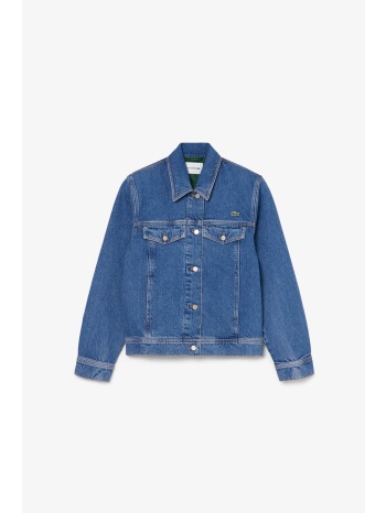 lacoste γυναικείο denim jacket με λογότυπο slim fit 