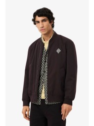 lacoste ανδρικό αδιάβροχο bomber jacket με retro logo - bh0724-00 καφέ σκούρο