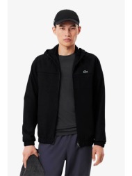 lacoste ανδρικό αδιάβροχο jacket με κουκούλα και λογότυπο regular fit - bh3466 μαύρο