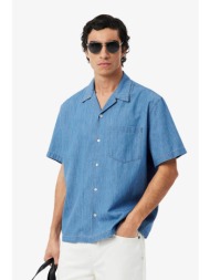 lacoste ανδρικό denim πουκάμισο με τσέπη και λογότυπο relaxed fit - ch1869 denim blue