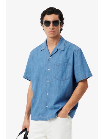 lacoste ανδρικό denim πουκάμισο με τσέπη και λογότυπο