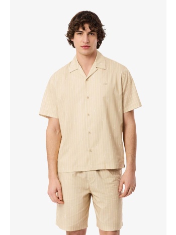 lacoste ανδρικό πουκάμισο twill με ριγέ σχέδιο και λογότυπο