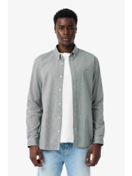 lacoste ανδρικό πουκάμισο button down με ψιλό καρό σχέδιο και λογότυπο regular fit - ch2433 πράσινο 