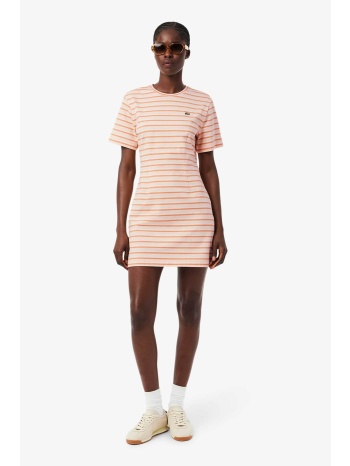 lacoste γυναικείο mini φόρεμα με ριγέ σχέδιο και λογότυπο