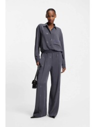 hugo boss γυναικείο παντελόνι με all-over logo print `helenia` - 50553193 γκρι σκούρο